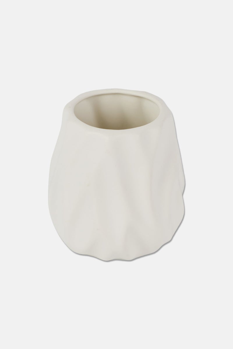 Trio Ceramic Cameo Wave Tooth Brush Holder, White - Image 1