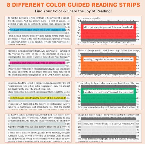 FEEHOPE 16 Pcs Guided Reading Strips with 2 Styles, Highlight/Colored Overlay Reading Strips Bookmark, Reading Line Trackers for Kids/Students, Dyslexia Support Tools - Image 3