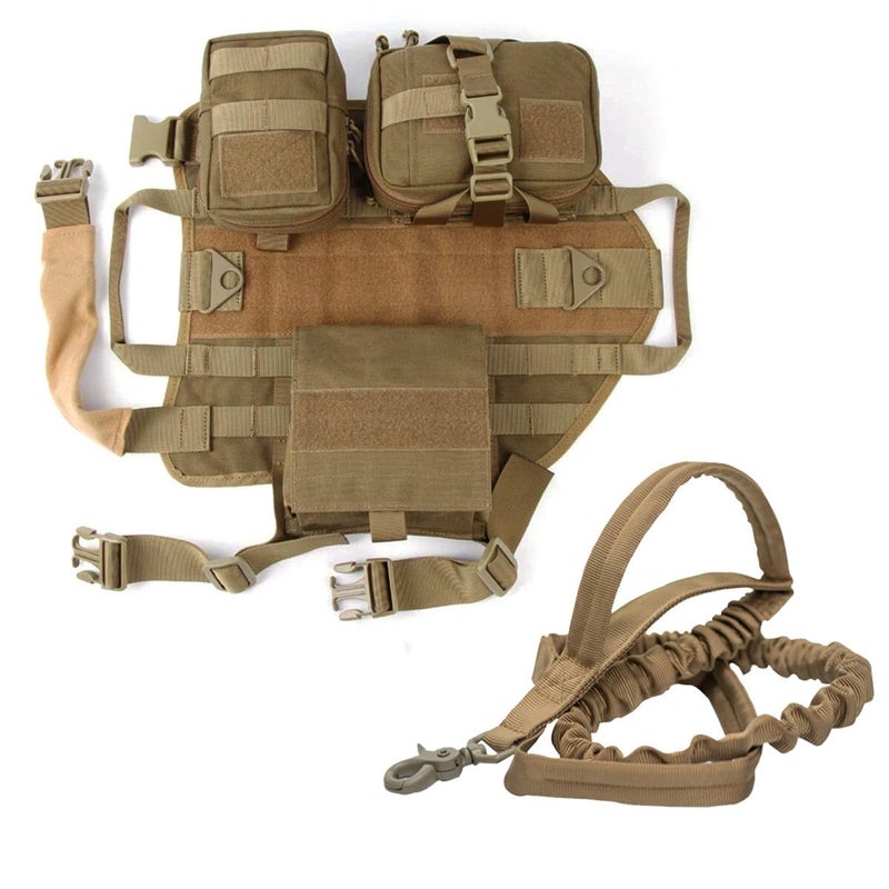 AZB Tactical Dog Vest Harness Heavy Duty Dog Harness with 3 MOLLE Bags&1 Bungee Leash - Image 3
