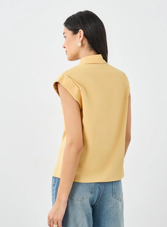 Styli Styli Women Yellow Plain Collared Shirt