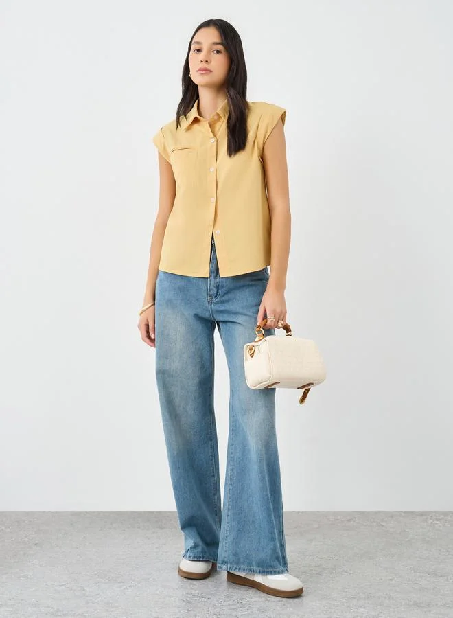 Styli Styli Women Yellow Plain Collared Shirt