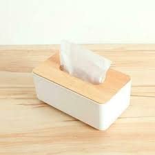 SAKAR Tissue Box Wooden Cover Plastic Tissue Box Holder for Home dcorFacial and Car Paper Napkin White Color Case with Removable Top Lid 1 PCS - Image 1
