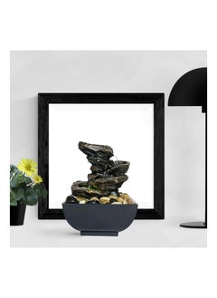 SYOSI Tabletop Fountain Waterfall Meditation Function with LED Light 4 Tier Rock Indoor Zen Relaxation Desktop for Home Decoration  - Image 3