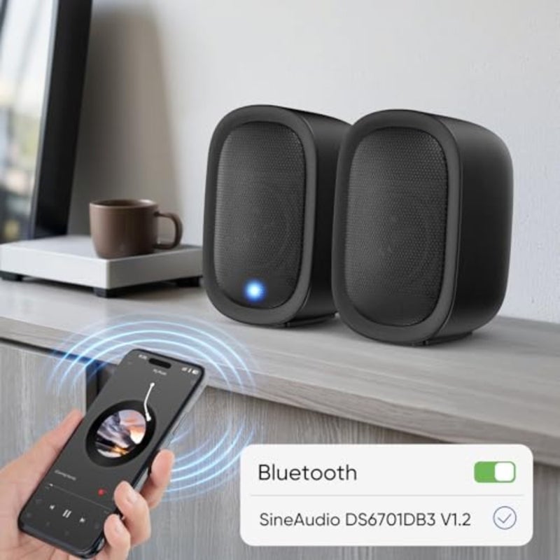 Powered Bluetooth Bookshelf Speakers for Record Player, 40W Stereo Sound Speakers with 3-Inch Woofer, Dual-Curved Horn Bass Reflex Port and Optical/AUX/TV-ARC for Turntable/PC/TV, Pair - Image 4