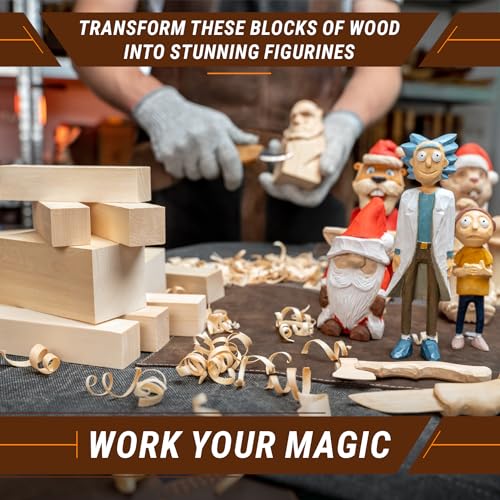 BeaverCraft Basswood Carving Blocks Set BW 10 PCS Wood Carving Kit - Whittling Wood - Soft Basswood Block for Crafts - Large Unfinished Wooden Blocks 2PCS 1.98" х 5.95" 8PCS 1.02" х 5.95" - Image 2