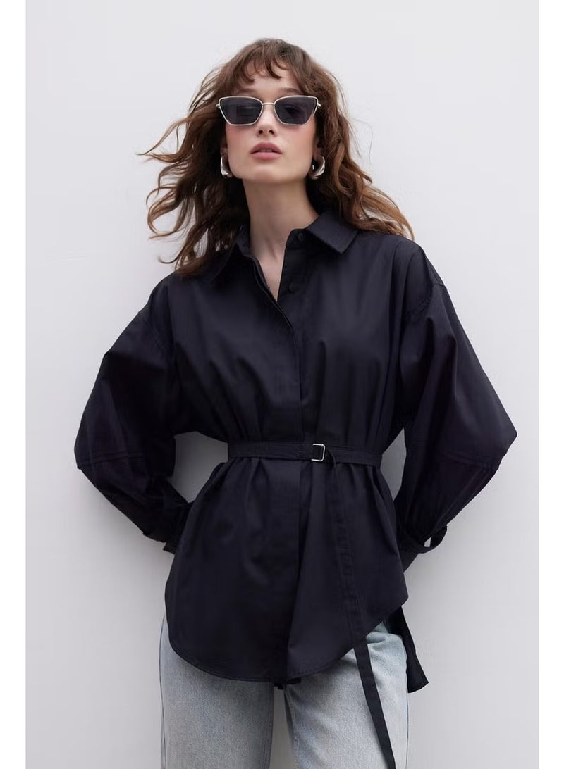 Manuka Belt Detailed Shirt Black - Image 5
