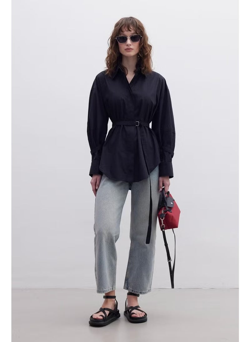 Manuka Belt Detailed Shirt Black - Image 3