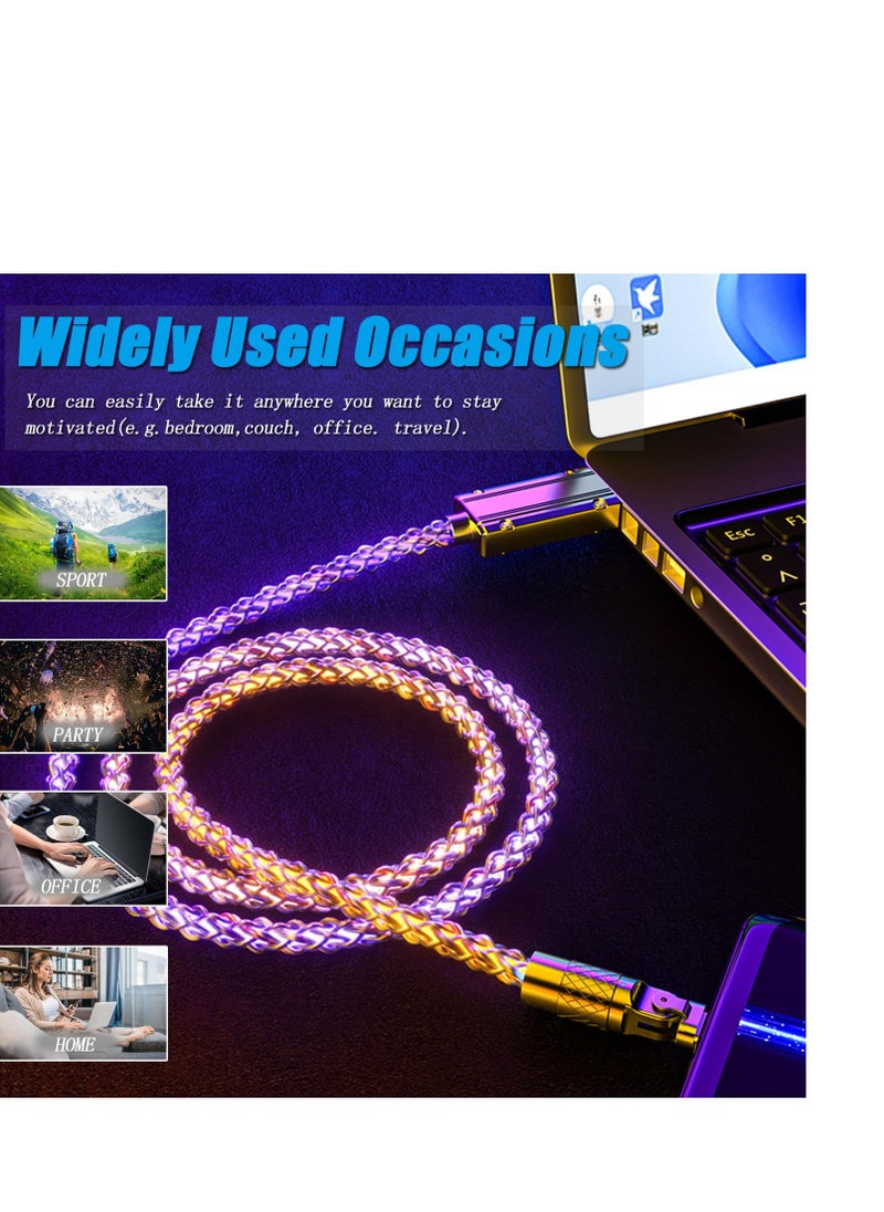 Excefore - Light Up Phone Charger Cord, 6A RGB Colorful Gradual USB A to Type C Charger Cable, Compatible with Samsung Galaxy S23 S22 S21 S20 S10 S9 Note 20, LG V30 V20 G6 G7(1m) - Image 1