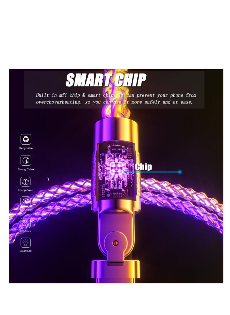 Excefore - Light Up Phone Charger Cord, 6A RGB Colorful Gradual USB A to Type C Charger Cable, Compatible with Samsung Galaxy S23 S22 S21 S20 S10 S9 Note 20, LG V30 V20 G6 G7(1m) - Image 1