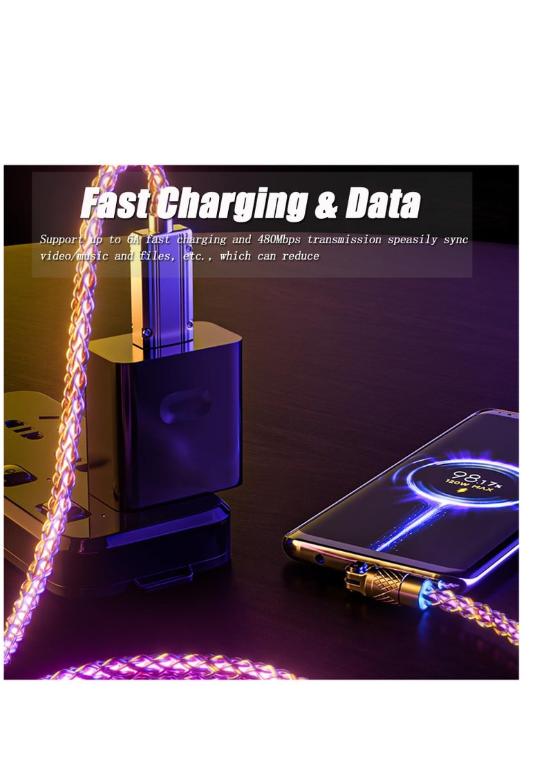 Excefore - Light Up Phone Charger Cord, 6A RGB Colorful Gradual USB A to Type C Charger Cable, Compatible with Samsung Galaxy S23 S22 S21 S20 S10 S9 Note 20, LG V30 V20 G6 G7(1m) - Image 1