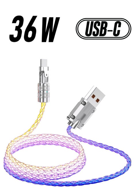 Light Up Phone Charger Cord, 6A RGB Colorful Gradual USB A to Type C Charger Cable, Compatible with Samsung Galaxy S23 S22 S21 S20 S10 S9 Note 20, LG V30 V20 G6 G7(1m)