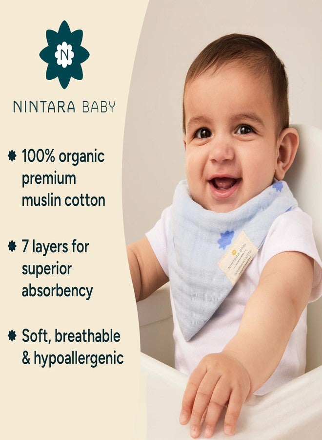 NINTARABABY نينيترابابي باندانا بيبس - 100% قطن موسلين عضوي فاخر، ماص، ناعم، أزرار ضغط قابلة للتعديل، قابل للعكس، 7 طبقات لللعاب، التسنين، التغذية، هدايا للأطفال من عمر 0-3 سنوات، عبوة من 6 - Image 2