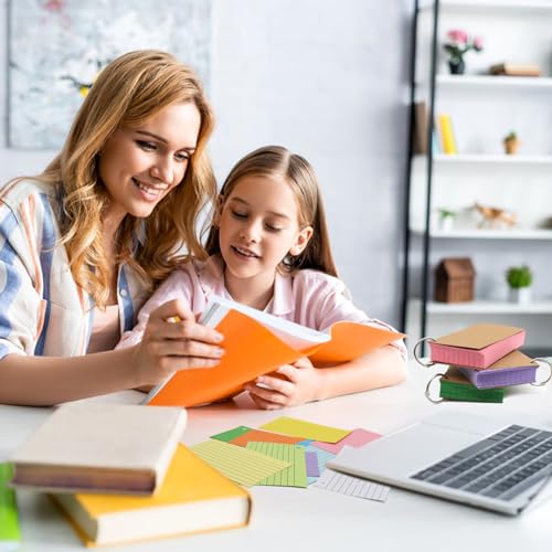 Lovppy 1000 PCS Index Cards 3x5 Inches Colored Flash Cards with Ring, Punched Lined Flashcards Ruled Index Cards Notecards Study Cards Heavy Note Cards for Studying, Learning, School, College, Memory - Image 5