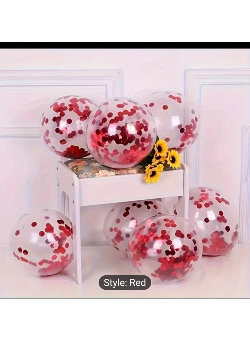 LDQ 20-Pack 12-Inch Red Glitter Balloons Transparent Confetti Foil Balloons, Party Balloon Set for Birthday, Wedding, Valentine’s Day, New Year, Halloween & Christmas Decorations - Image 4