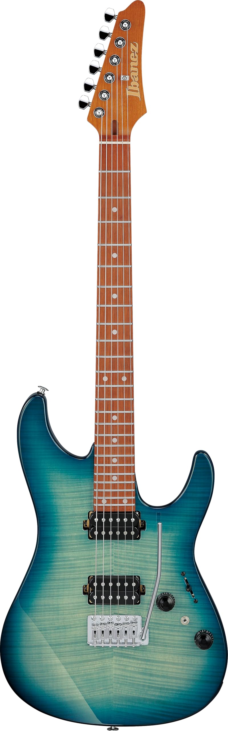 Ibanez AZ24S1F Standard 6String RightHanded Electric Guitar with Roasted Maple Neck and Jatoba Fretboard Transparent Turquoise Burst - Image 2