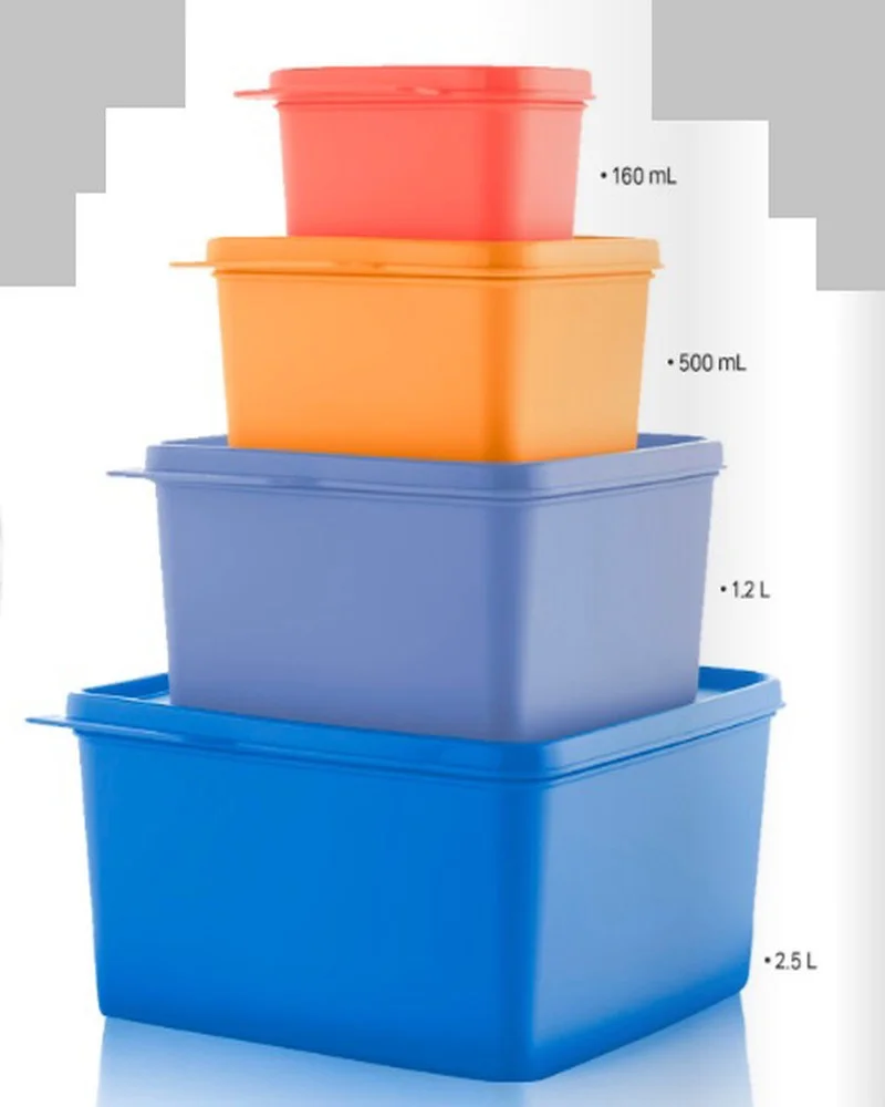 Tupperware Colorful Rectangular Storage Container Set of 4 Esc