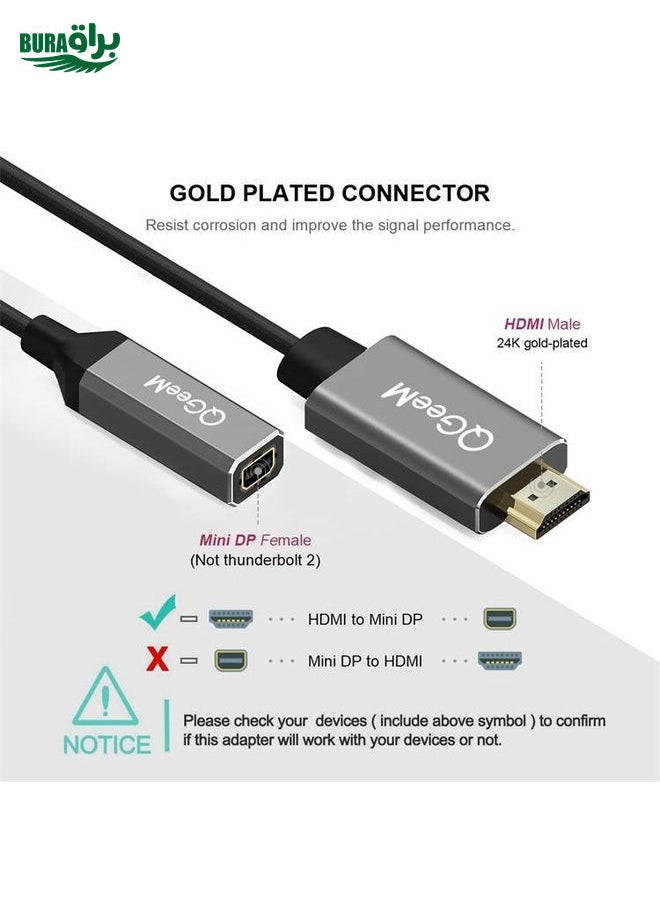 BURAQ - QGeeM QG-HD02 HDMI Single to Mini DP Converter(Silver Gray) - Image 1