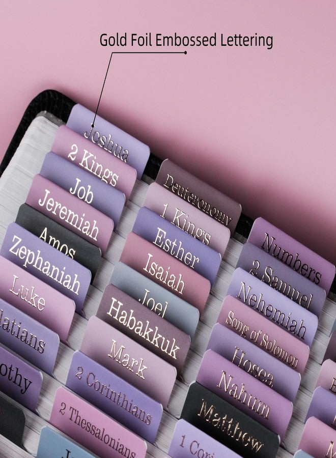 UPAFEXXI-Laminated Bible Tabs (Gold Foil Embossed Lettering), Bible Tabs for Women and Men, Reposition Large Print Stickers, Easy to Read and Apply, 80 Chapters Labels for Easy Navigation(Purple) - Image 2