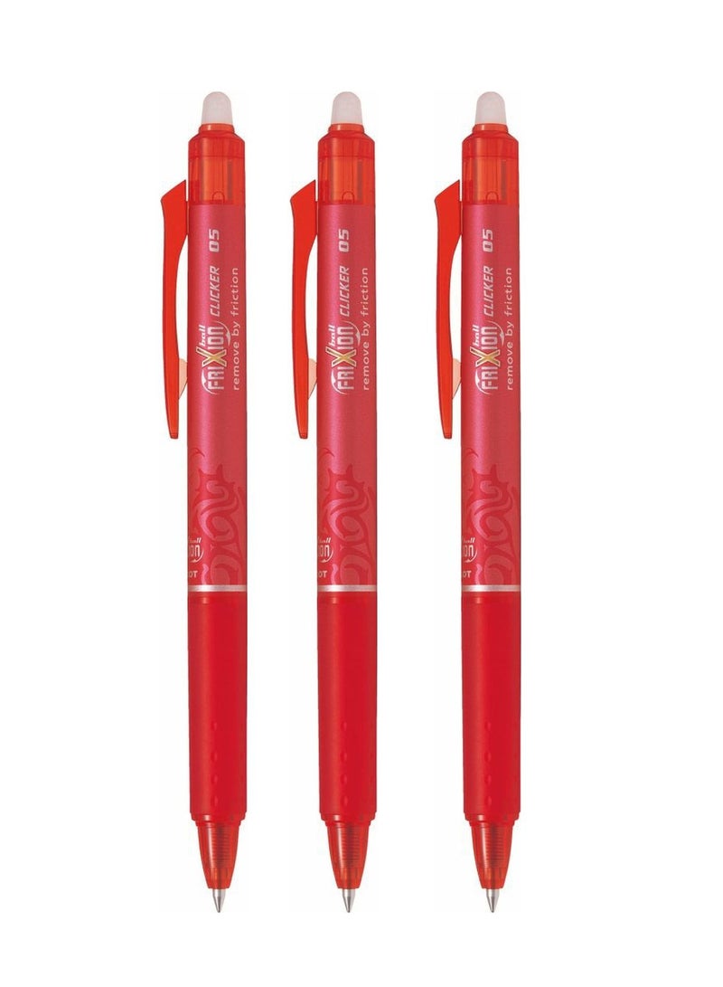 PILOT قلم حبر قابل للمسح 3 قطع فريكسون كليكر 0.5 مم حبر أحمر - Image 1