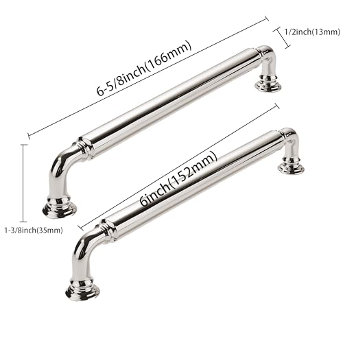 CABDM 10 Pack 6 Inch Hole Center Vibrant Polished Nickel Cabinet pulls HeavyDuty Solid Cabinet Handle Hardware Suitable for cabinets Dressers Kitchens and Bathroom cabinets - Image 3