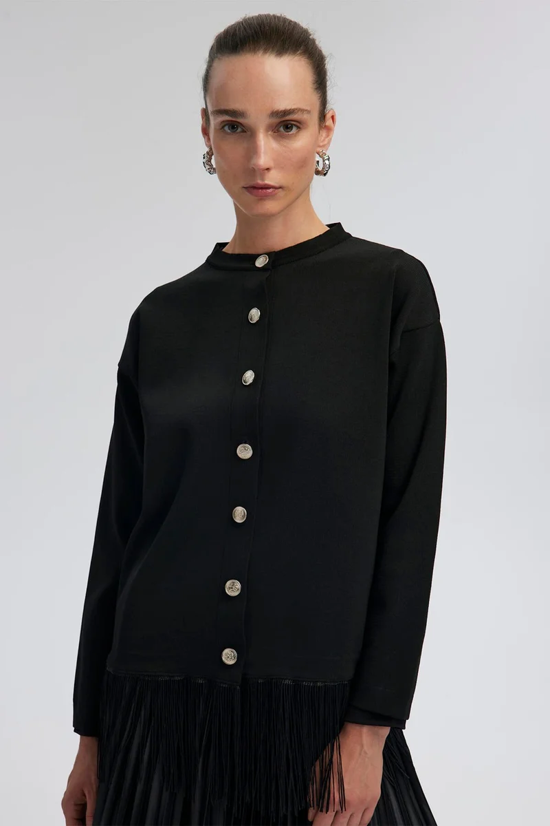 Touche Tassel Detailed Knitwear Jacket