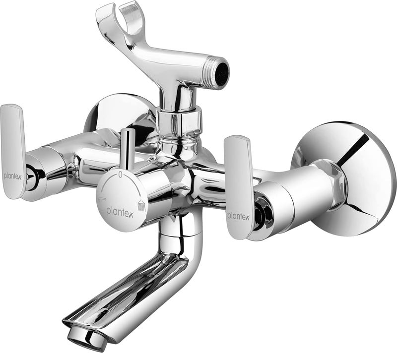 plantex Plantex Pure Brass Wall Mixer with Crutch for Arranging Hot Cold Water in The Bathroom with Teflon Tape Brass Wall FlangeMixer tap for BathroomBAL517Chrome - Image 1