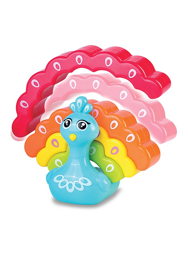 Happy Kids Little Learners Rainbow Peacock Stacker - Educational Toy For Toddlers  - Image 3