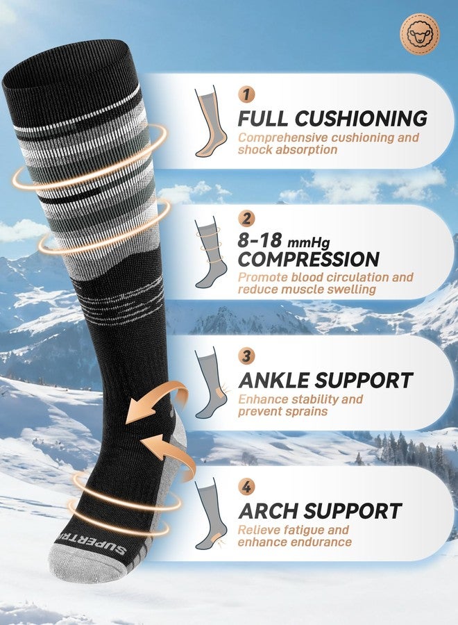 Supertrip 2 Pairs Merino Wool Ski Socks for Womens Mens, Full Cushion Thermal Winter Warm Thick Socks for Skiing Snowboarding - Image 3
