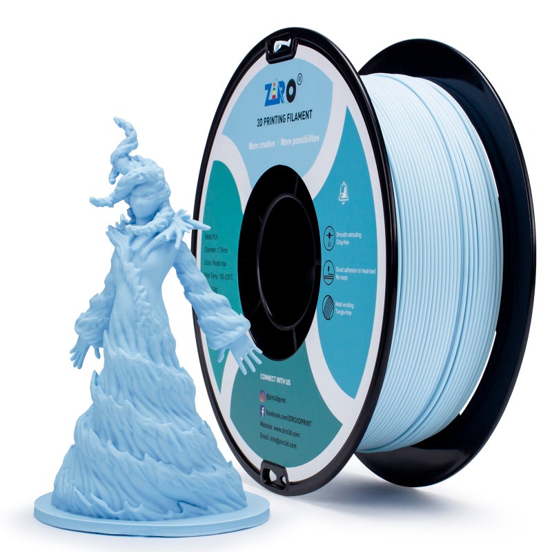 ZIRO BLUE Matte PLA Filament 1.75mm 1kg/2.2lb Spool, - Image 5