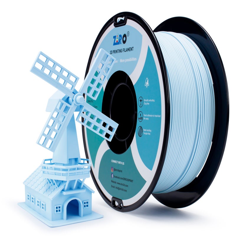 ZIRO BLUE Matte PLA Filament 1.75mm 1kg/2.2lb Spool, - Image 3