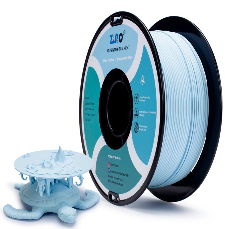 ZIRO BLUE Matte PLA Filament 1.75mm 1kg/2.2lb Spool, - Image 1