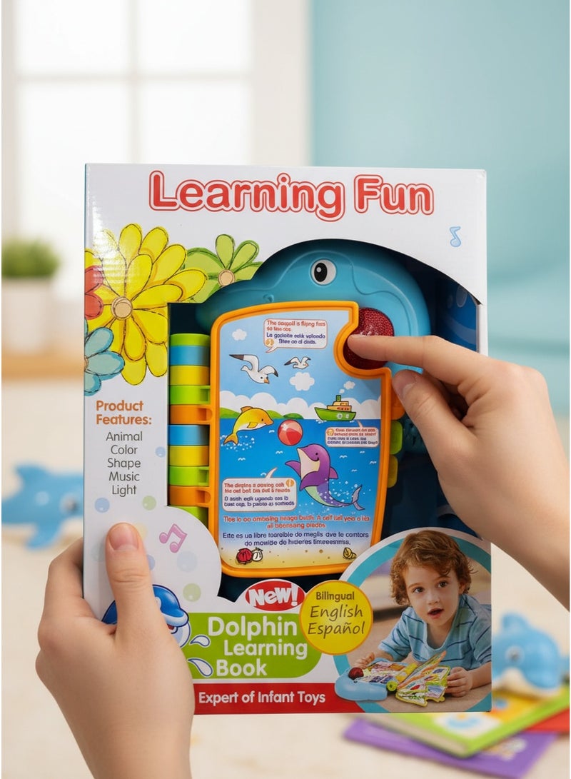 Bingo Learning Fun Dolphin Learning Book | Bilingual English & Spanish Interactive Baby Book | Musical Light-Up Educational Toy for Toddlers | Teaches Animals, Colors & Shapes (Ages 6–36 Months) - Image 1
