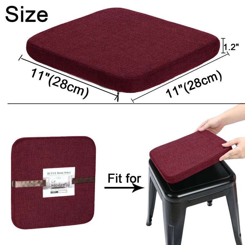 BUYUE BUYUE Friendly Woven Fabric Magnetic Bar Stool Cushions Set of 4  Enhanced Anti-Slip Breathable Small Chair Seat Pads for Caf? Bistro Stackable Metal Stools (Square  Red  4 Counts) - Image 4