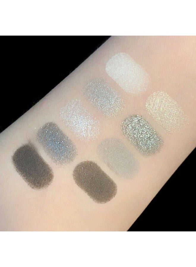 paminify 9 Colors Black Eyeshadow Palette,Halloween SFX Makeup Special Effects Pressed Pigment Grey White Glitter Eye Shadow Pallete,Matte Shimmer Makeup Powder Long Lasting,Black  - Image 3