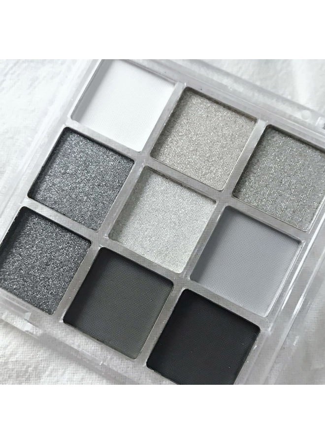 paminify 9 Colors Black Eyeshadow Palette,Halloween SFX Makeup Special Effects Pressed Pigment Grey White Glitter Eye Shadow Pallete,Matte Shimmer Makeup Powder Long Lasting,Black  - Image 1