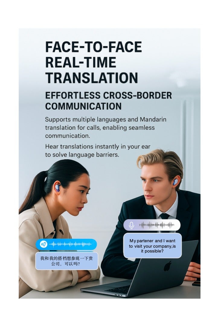 ألترون سماعات أذن رياضية لاسلكية ALTRONE مفتوحة الأذن بتقنية البلوتوث 5.4 مع علبة شحن، ترجمة فورية، صوت اتجاهي خالٍ من الضوضاء، تحكم باللمس، مقاومة للماء، عمر بطارية طويل - Image 4