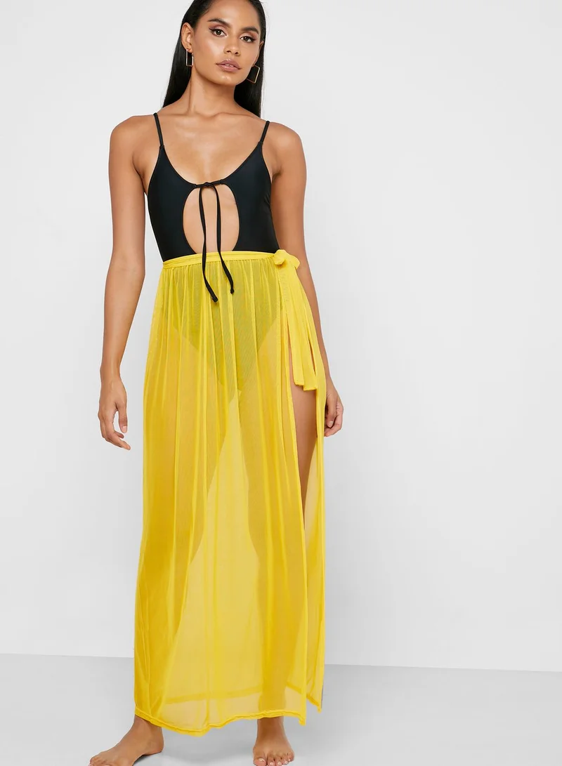 Missguided Mesh Side Tie Skirt