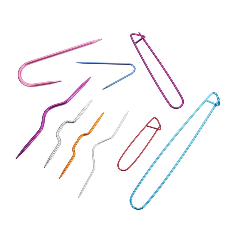 Aluminum U Shape Cable Knitting Needles 18Pcs Lightweight Durable for Stitch Holding - Image 2