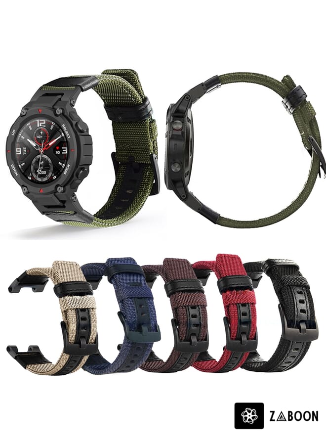 Zaboon Replacement Band For Amazfit T-Rex / T-Rex Pro / Ares Leather Nylon - Image 1