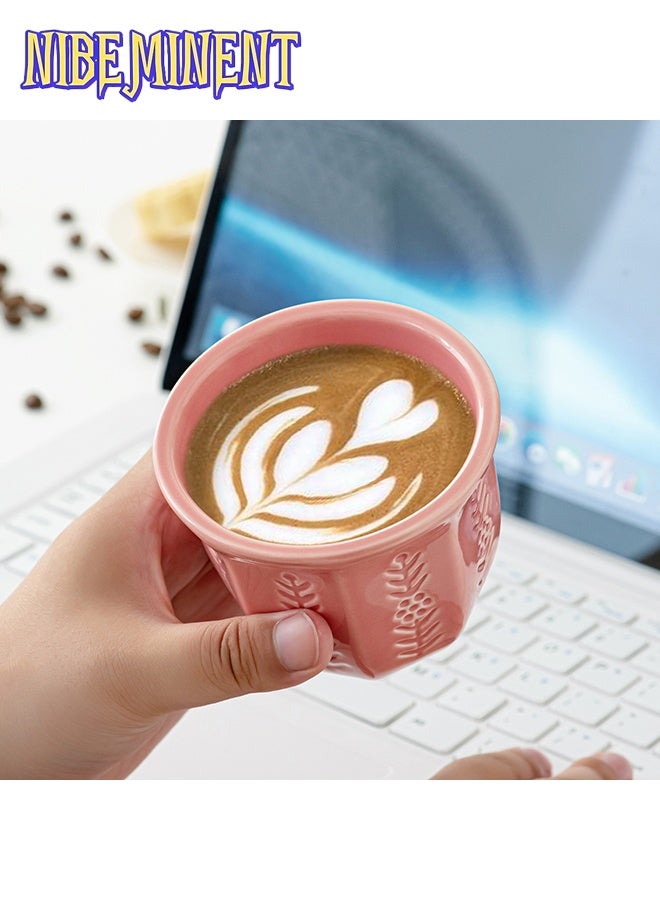 NIBEMINENT 4pcs Arabic Coffee Cup  Set Ceramic Handless 100ml - Embossed Tulip Design for Turkish Coffee, Espresso, Arabic Tea, Kahwa, Gift & Home Decor - Image 2