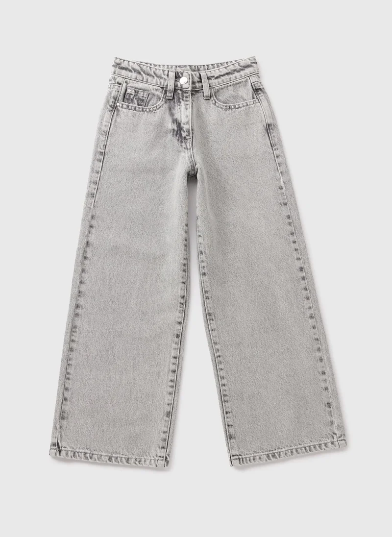 Matalan Girls Grey Wide Leg Jeans