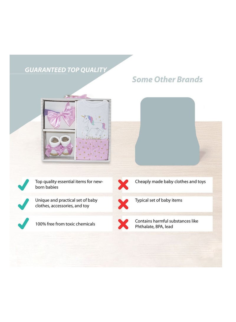 general Newborn Baby 4 pcs Cute Giftset with Bodysuit and Pant for Girls 4 in 1 - Image 5