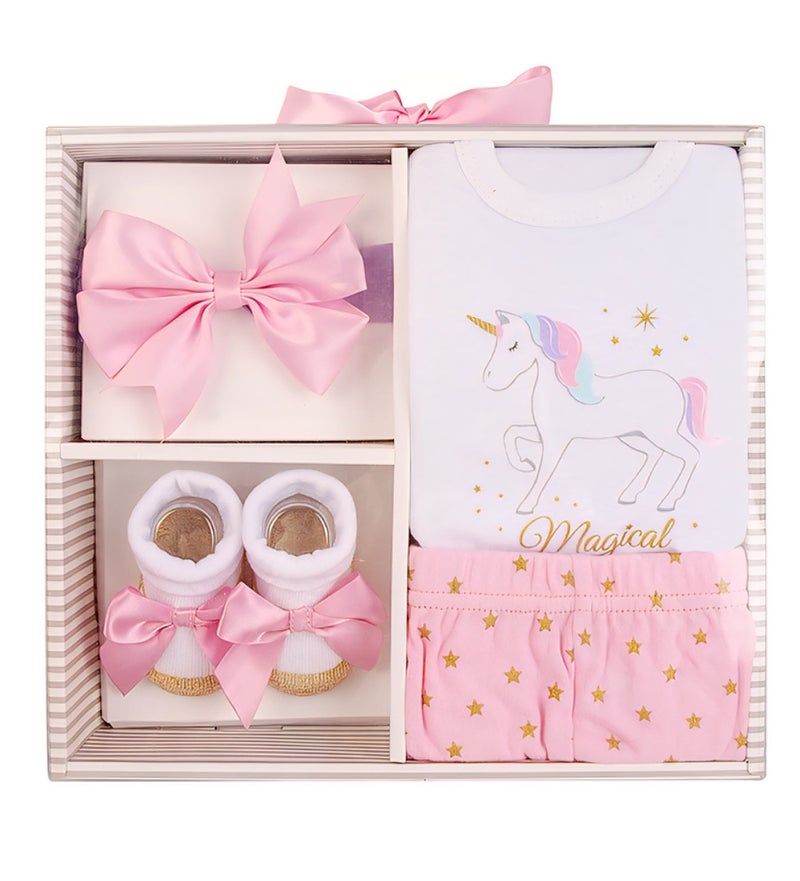 My Pumpkin Newborn Baby 4 pcs Cute Giftset with Bodysuit and Pant for Girls 4 in 1 - Image 1