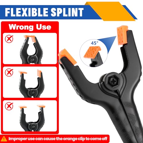 NUITPY 12 Pack Plastic Spring Clamps Set, 3 Sizes of Spring Clips 3.5 Inch, 4.5 Inch, 6 Inch Set, Black Heavy Duty Clips, Backdrop Clips, Woodworking Clamps, Plastic Clamps for Woodworking,Photography - Image 4