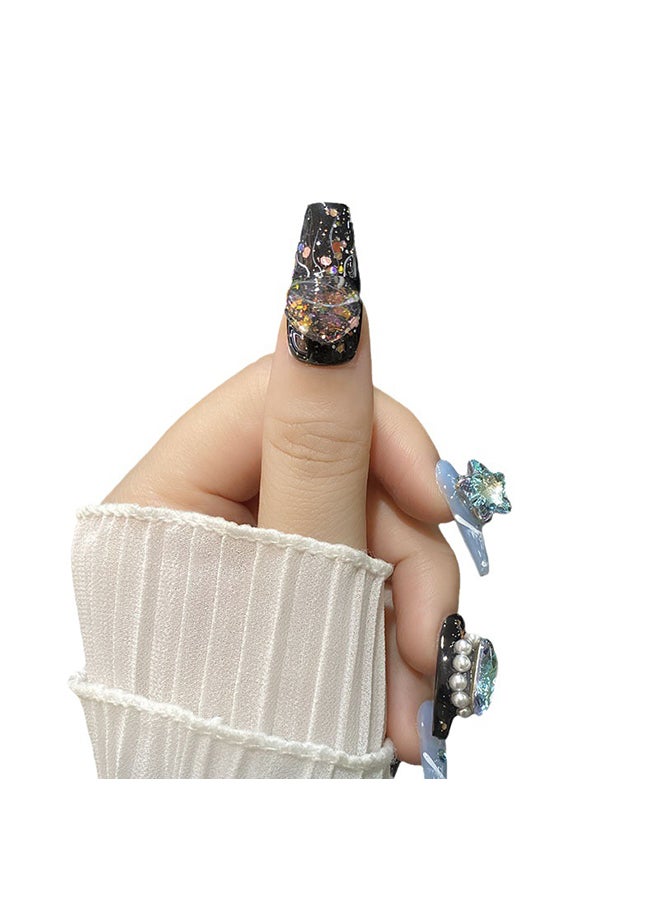 SCHAVO Jelly Glue Long Fake Nails Set with Light Luxury Style 10 Pieces - Image 5