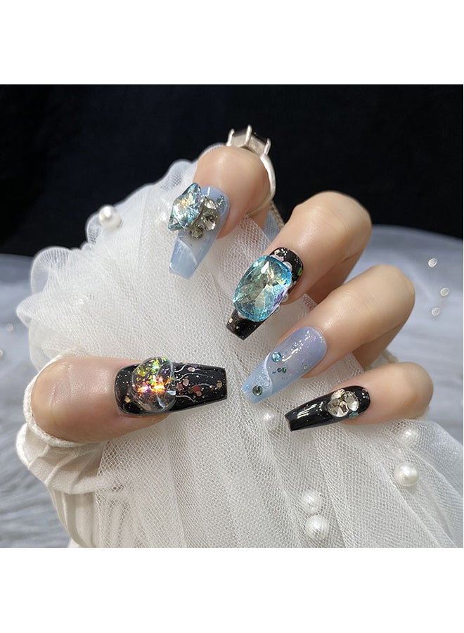 SCHAVO Jelly Glue Long Fake Nails Set with Light Luxury Style 10 Pieces - Image 2