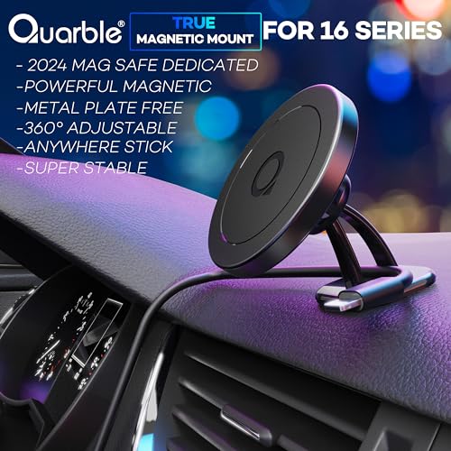 Quarble Compatible with Mag Safe Car Mount Dashboard Magnetic 360° Adjustable Phone Holder Soft Rubber Front Compatible with iPhone 16/15/ 14/13/ 12/ Pro/Pro Max No Metal Plate Needed Since 2021 - Image 2