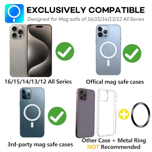 Quarble Compatible with Mag Safe Car Mount Dashboard Magnetic 360° Adjustable Phone Holder Soft Rubber Front Compatible with iPhone 16/15/ 14/13/ 12/ Pro/Pro Max No Metal Plate Needed Since 2021 - Image 4