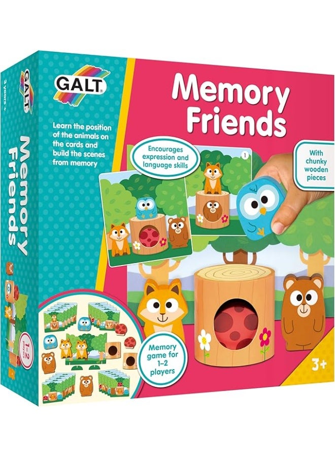 Galt Toys Memory Friends Wooden Memory Game | 20 Playing Cards | Improve Memory & Language Skills | 8 Wooden Pieces | 1-2 Players | Educational Fun for Toddlers | 3+ Years