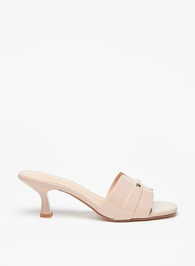Celeste Women's Textured Slip-On Sandals with Kitten Heels